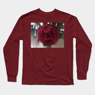 Glitched Red Rose Long Sleeve T-Shirt
